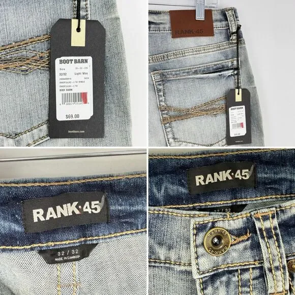 RANK 458 MEN'S RINGO SLIM STRAIGHT 32x32 PERFORMANCE STRETCH DENIM JEANS NWT - Picture 15 of 16
